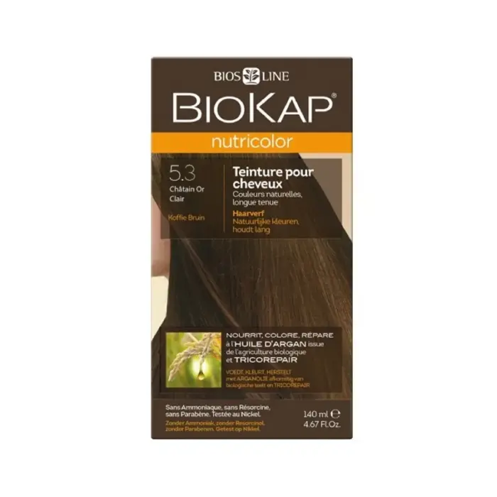 biokap nutricolor teinture pour cheveux chatain or clair 53