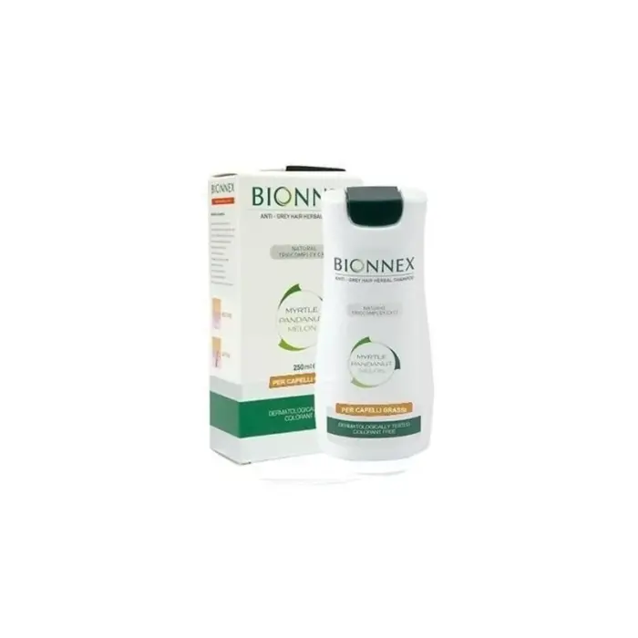 bionnex shampoing aux herbes anti cheveux gris 250ml pour cheveux gras homme et femme