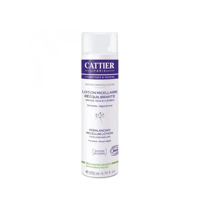 cattier lotion micellaire reequilibrante bio visage yeux et levres ondeee merveilleuse 200 ml