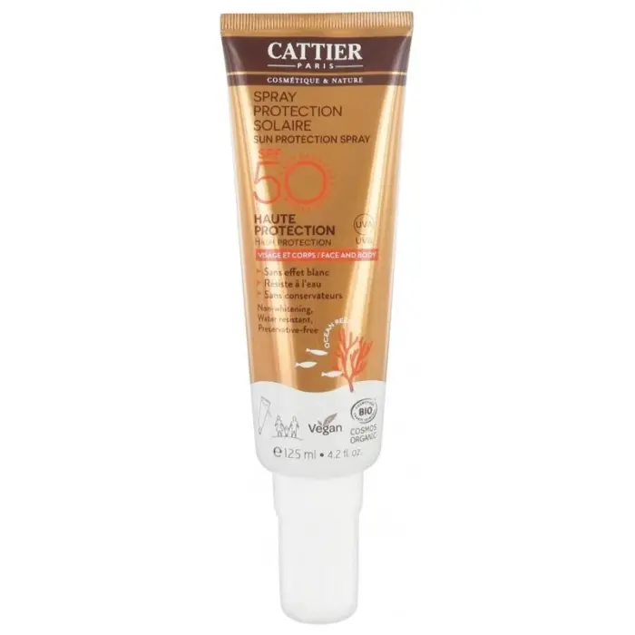 cattier spray protection solaire spf 50 bio 125 ml