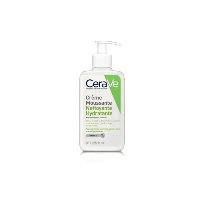 cerave creme moussante nettoyante hydratante peaux seches 236ml