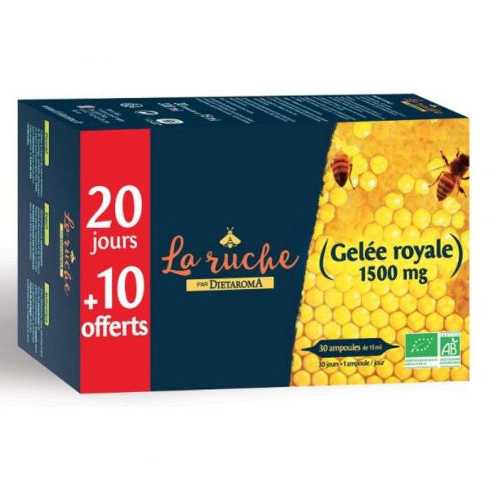 dietaroma dietaroma la ruche gelee royale bio 1500 mg 30 ampoules vitamine et forme