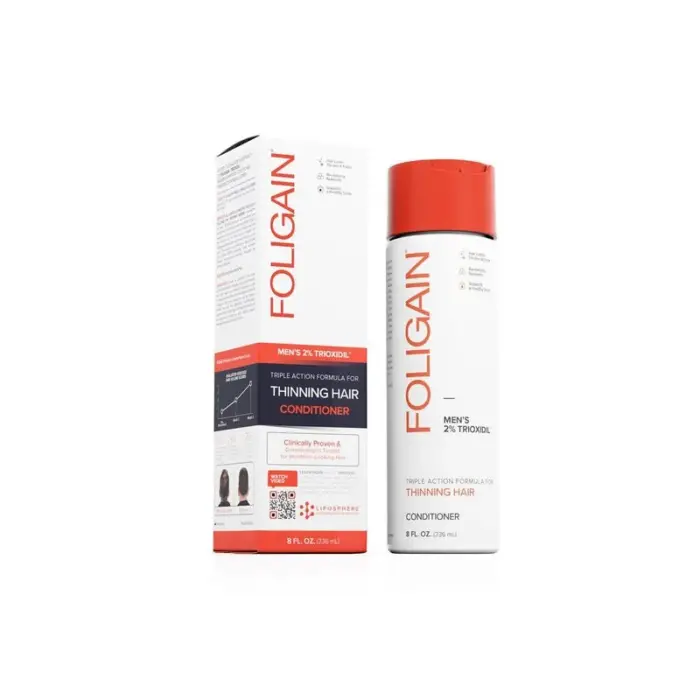 foligain apres shampooing triple action pour cheveux clairsemes pour hommes avec 2 de trioxidil