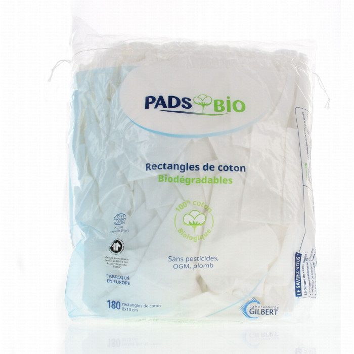 gilbert gilbert rectangles de coton pads biodegradables bebe sachet de 180 unites accessoires
