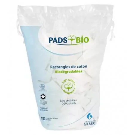 gilbert pads bio 180 rectangles de coton 8x10cm