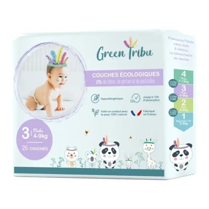 green tribu couches ecologiques hypoallergeniques pour bebe taille 3 4 a 9 kg 26 couches