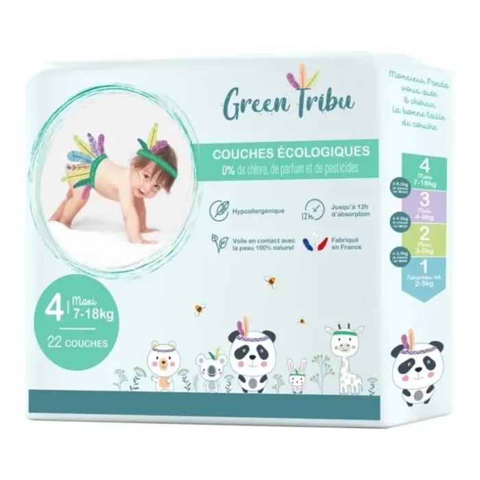 green tribu couches ecologiques hypoallergeniques pour bebe taille 4 7 a 18 kg 22 couches