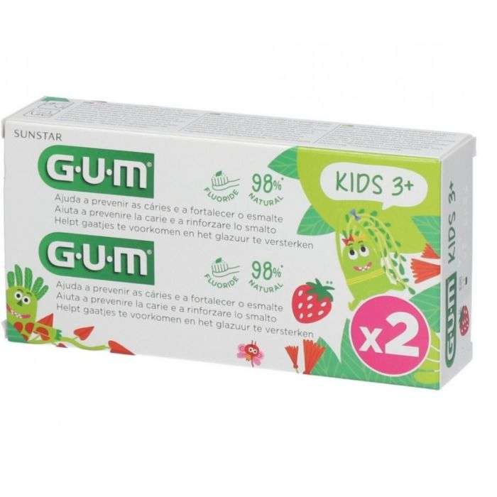 gum coffret dentifrice enfants fluore 3 ans lot de 2 x 50 ml