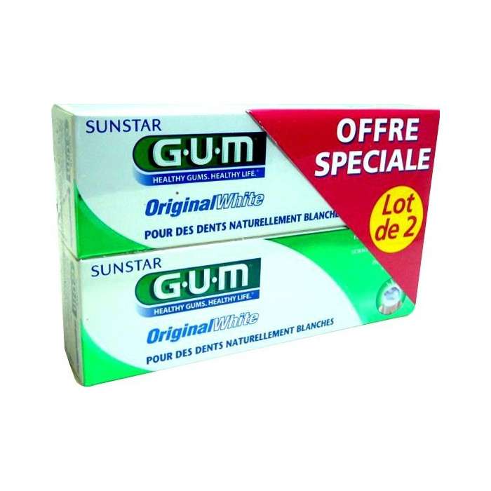 gum gum coffret original white lot de 2 dentifrices dentaire