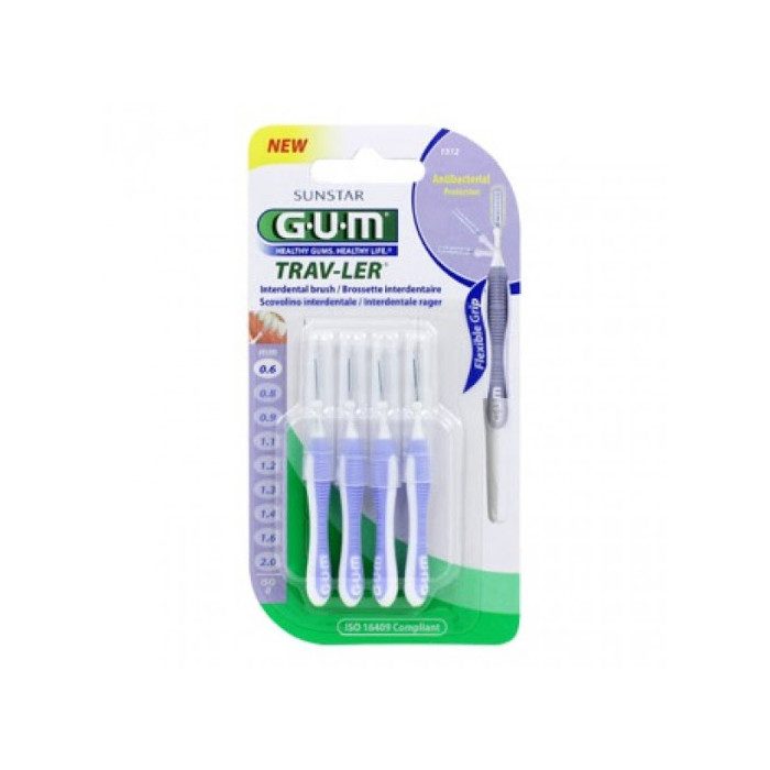 gum gum manche par 4 unites avec brosette fine 06 mm ref 1312 brossette interdentaires et accessoires