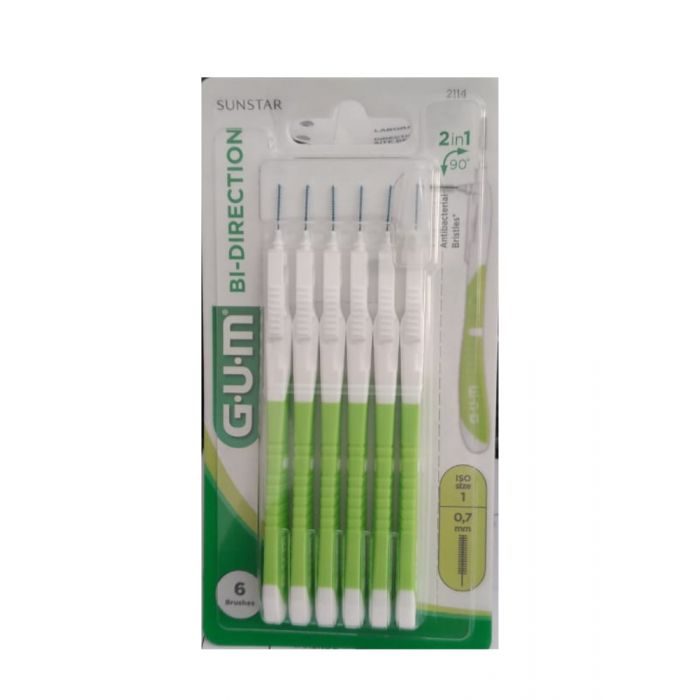 gum manche par 6 unites avec brosettes ultra micro fine 07 mm ref 2114