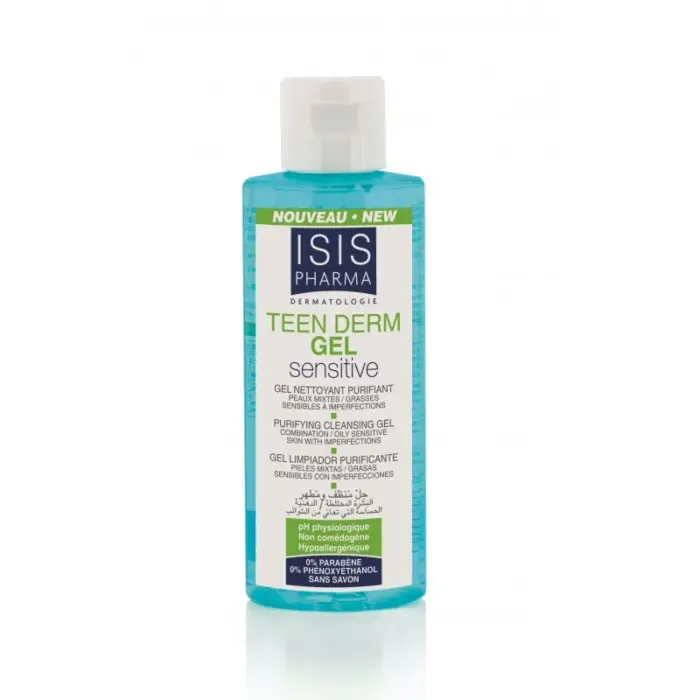 isispharma teen derm gel nettoyant purifiant sensitive 100ml