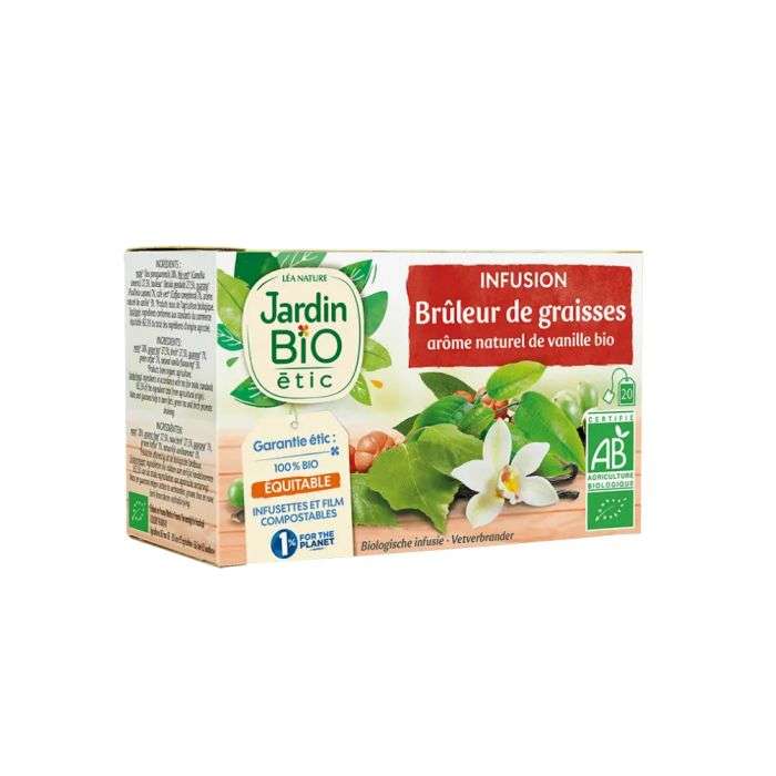 jardin bio jardin bio infusion bruleur de graisses arome naturel de vanille bio 20 sachets the tisanes et infusions