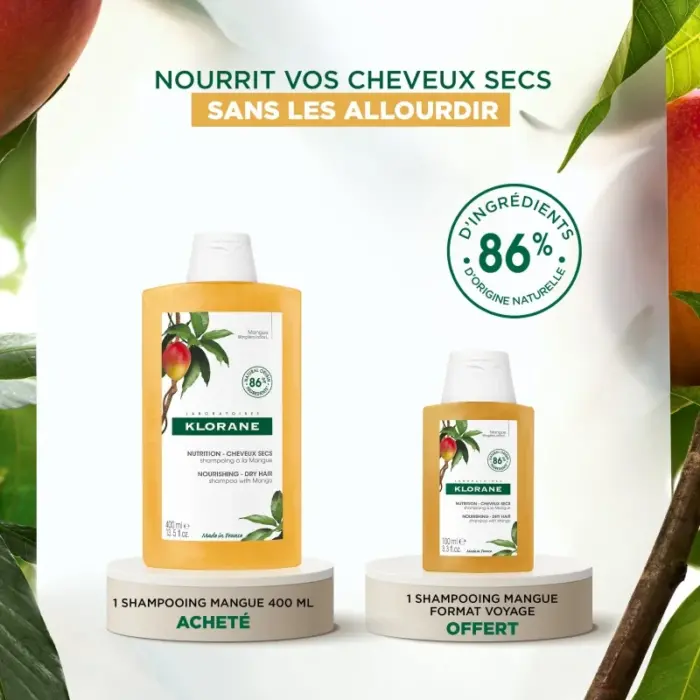 klorane beurre de mangue shampooing traitant nutritif 400ml