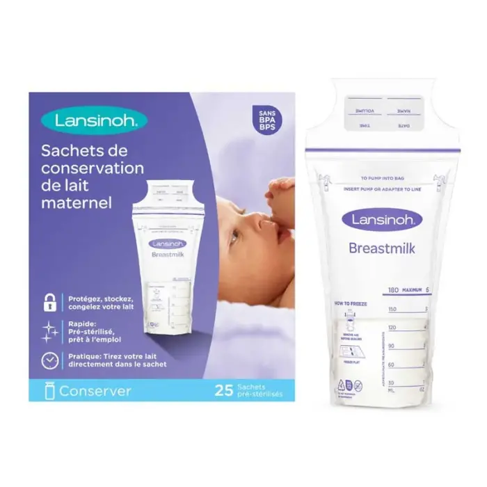 lansinoh sachets de conservation du lait maternel 25u
