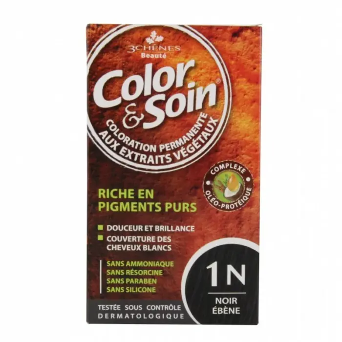 les 3 chenes color soin coloration permanente extraits vegetaux 1n noir ebene