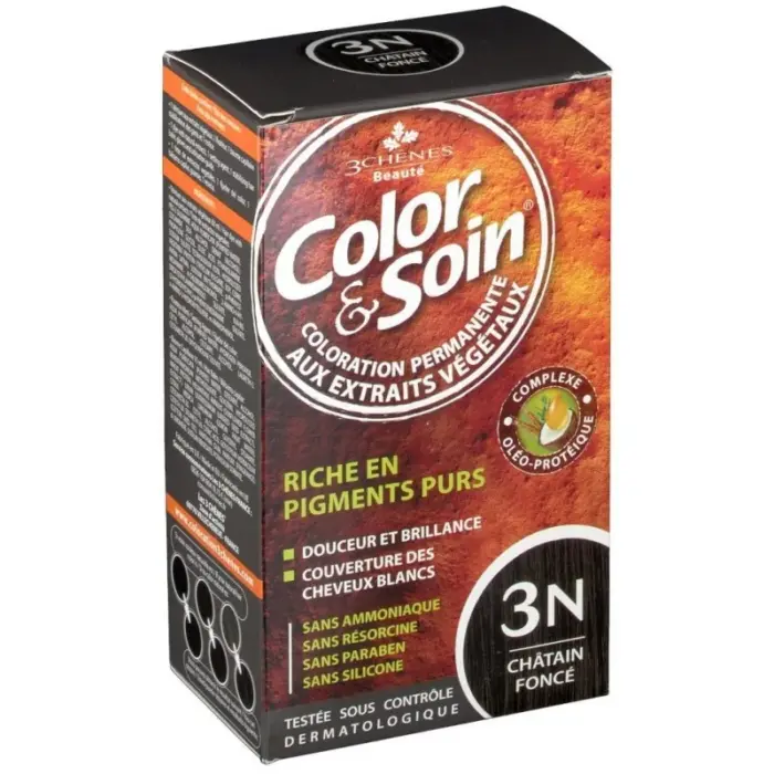les 3 chenes color soin coloration permanente extraits vegetaux 3n chatain fonce
