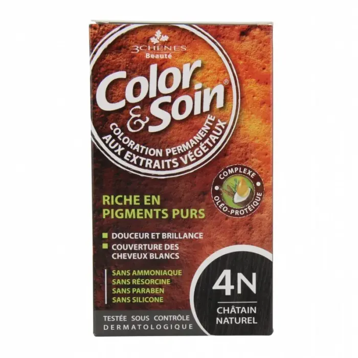 les 3 chenes color soin coloration permanente extraits vegetaux 4n chatain naturel