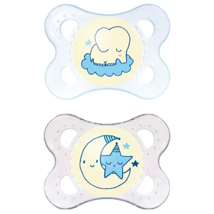 mam sucette night 0 6 mois silicone bleu