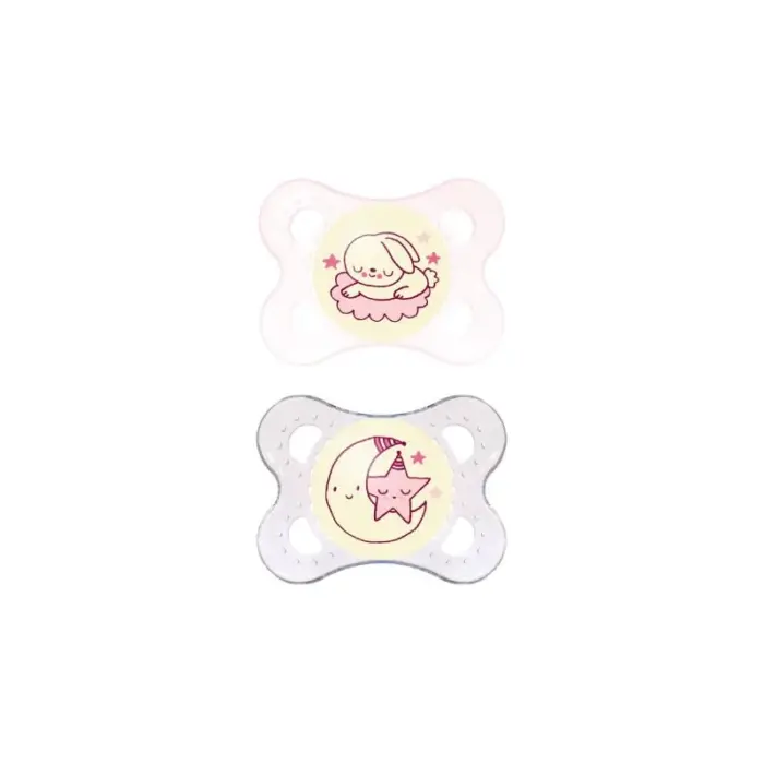 mam sucette night 0 6 mois silicone rose