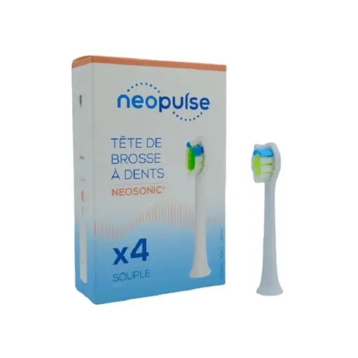 neopulse recharge 4 tetes de brosse a dent souple blanc