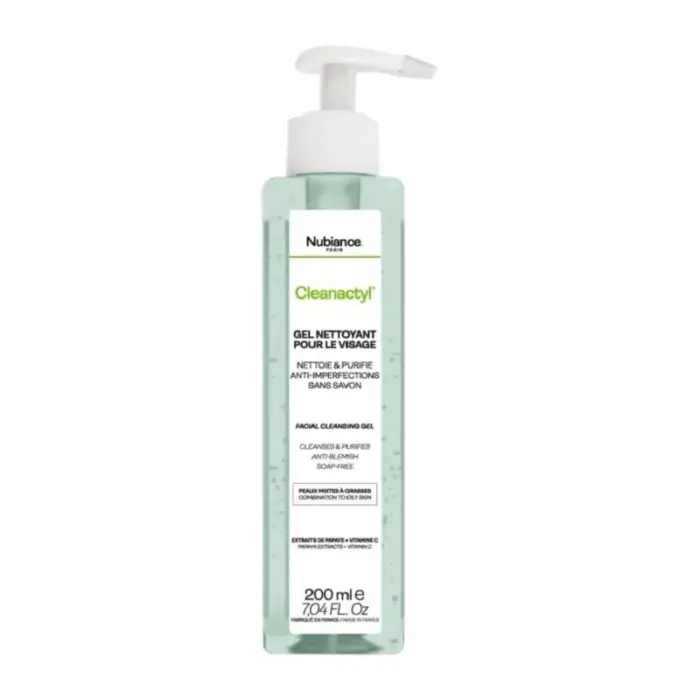 nubiance cleanactyl gel nettoyant pour peaux mixtes a grasses 200ml