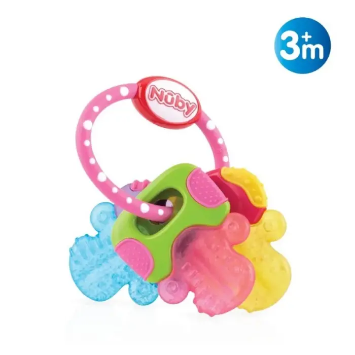 nuby clefs de dentition icybite refrigerante avec ice gel 4 mois rose id567