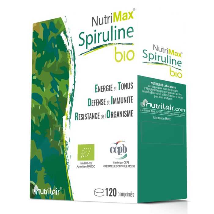 nutrimax nutrimax spiruline 100 bio 120 comprimes tonus et vitalite complements alimentaires