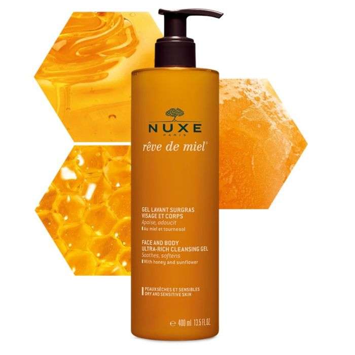 nuxe nuxe reve de miel gel lavant surgras visage et corps 400 ml bains gels et huiles lavant