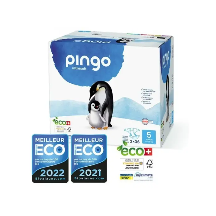 pingo couches ecologiques jetables junior jumbo taille 5 11 25kg 2x36 couches