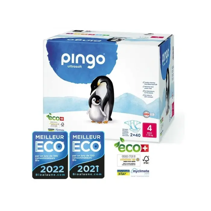 pingo couches ecologiques jetables maxi jumbo taille 4 7 18kg 2x40 couches