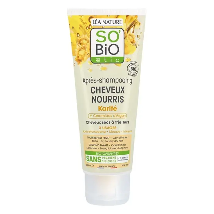 so bio apres shampooing cheveux nourris karite bio 200ml