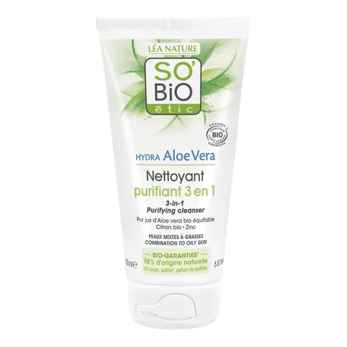 so bio gel nettoyant purifiant 3 en 1 hydra aloe vera 150 ml