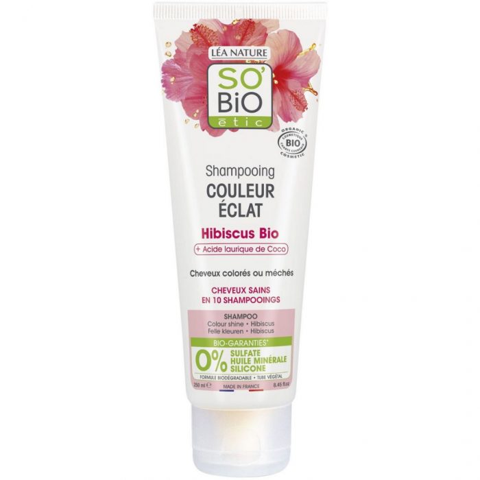 so bio shampoing couleur eclat hibiscus bio acide laurique de coco 250ml