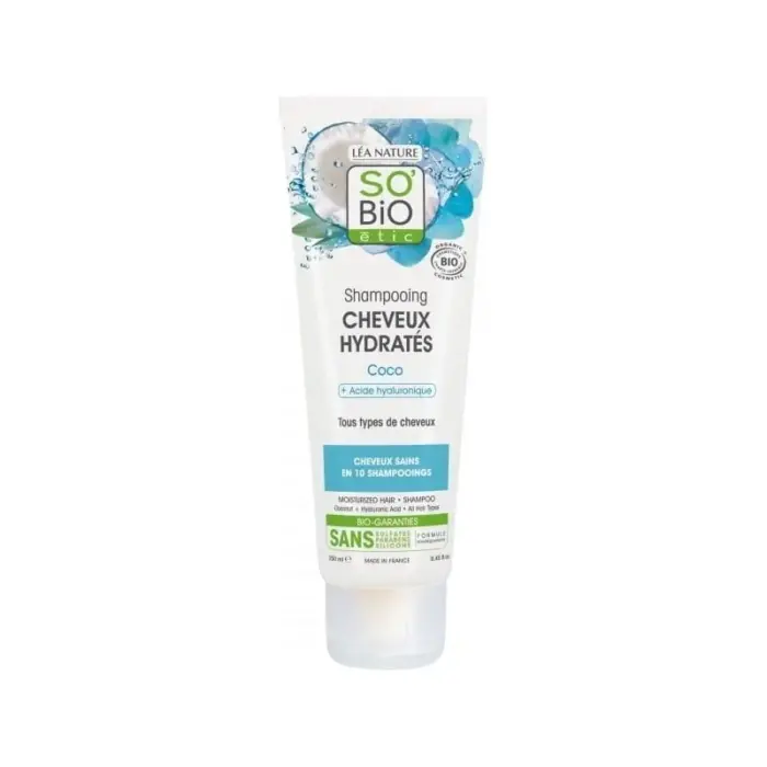 so bio shampooing cheveux hydrates coco et acide hyaluronique 250ml