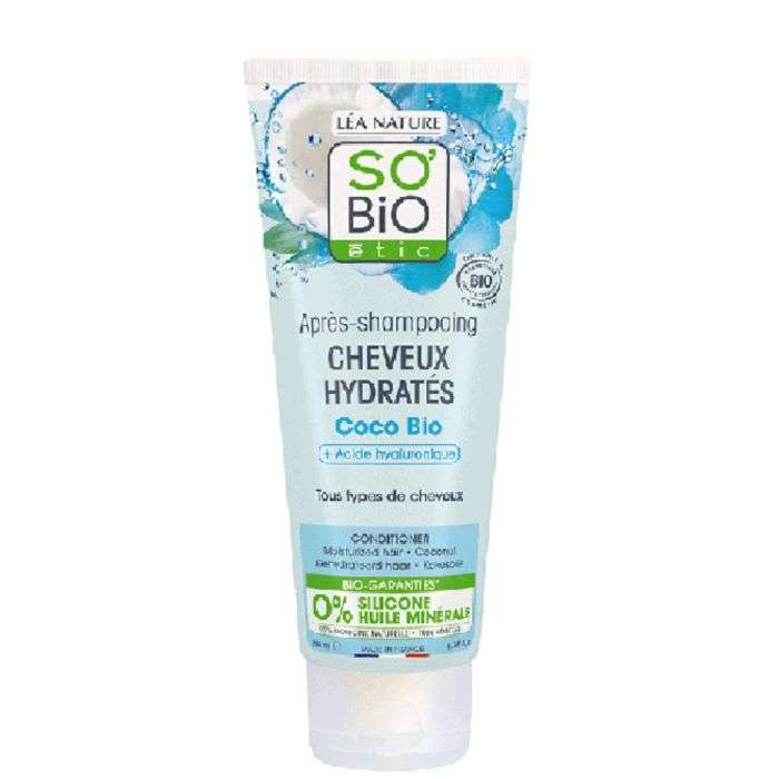so bio so bio apres shampooing cheveux hydrates coco bio et acide hyaluronique 200ml soins cheveux
