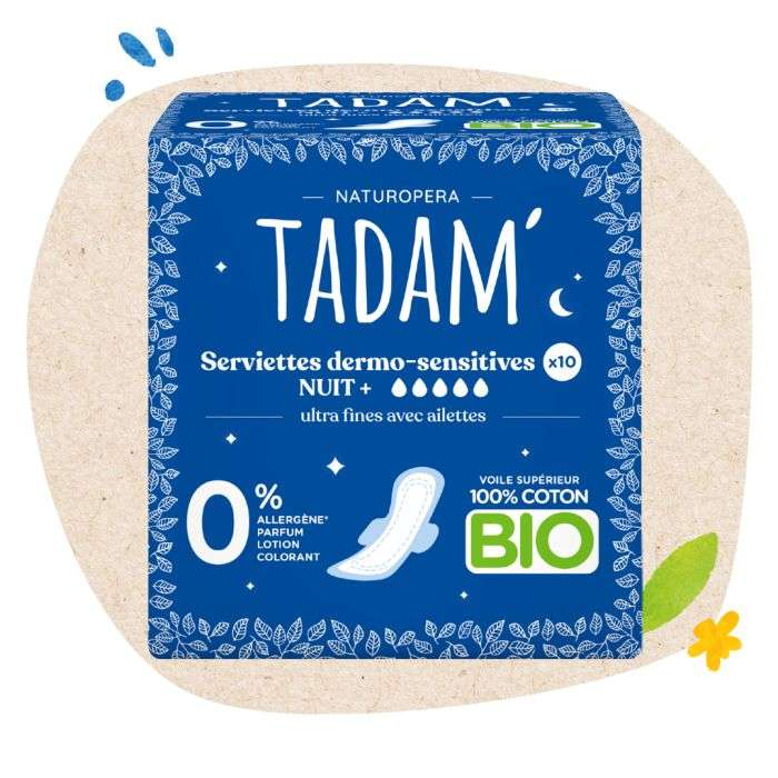 tadam tadam serviettes dermo sensitives nuit ultra fines 10 protection hygienique