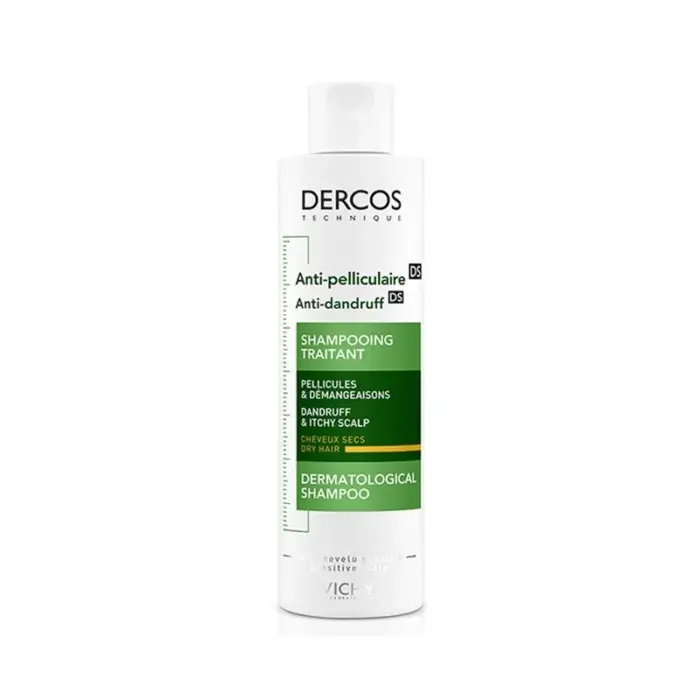 vichy dercos shampooing traitant anti pelliculaire 200ml cheveux secs