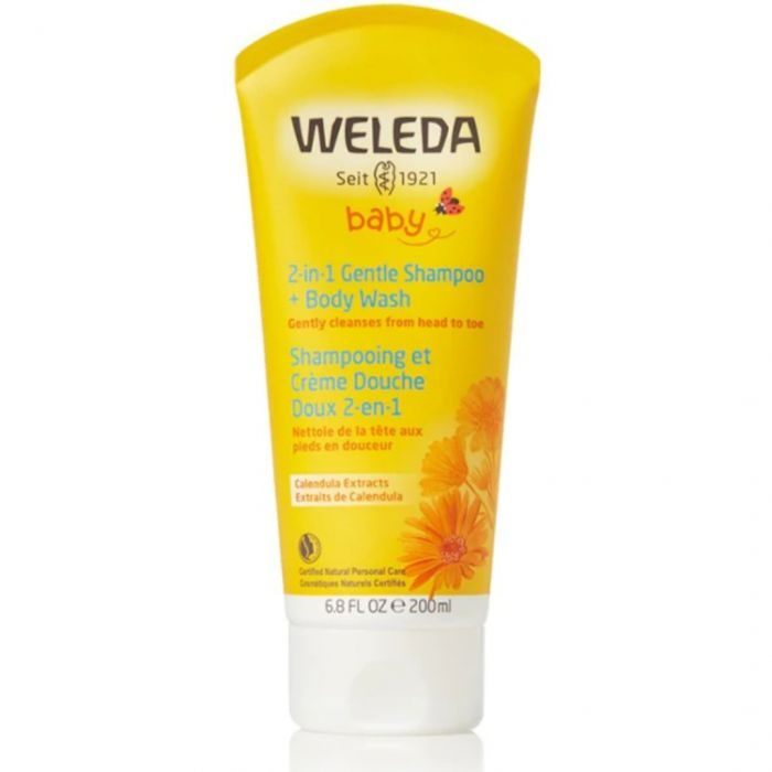 weleda weleda shampoing et creme douche doux 2 en 1 au calendula 200 ml soins cheveux visage et corps